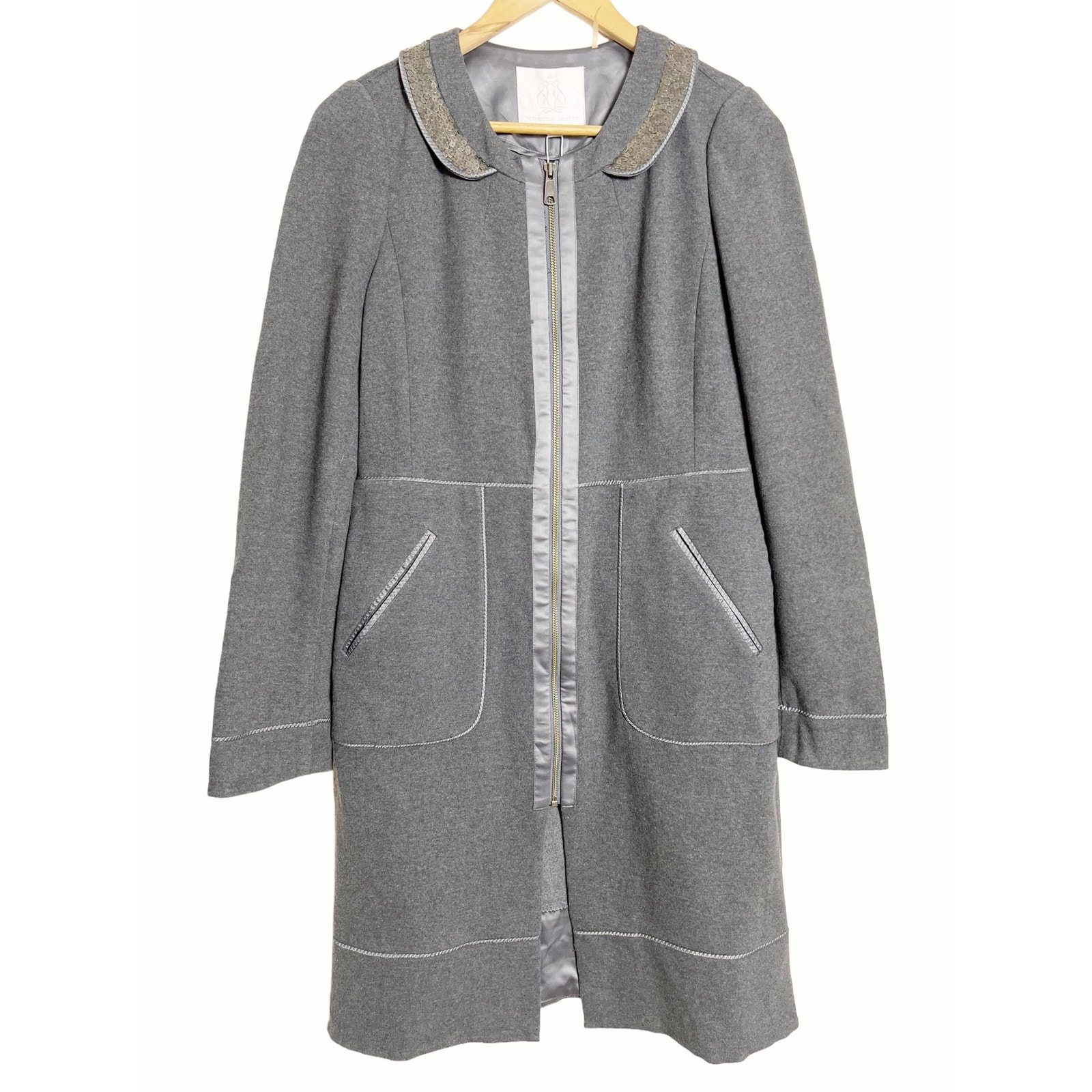 Rebecca Taylor Gray Sequin Zip Up Duster Jacket Dress Size 10